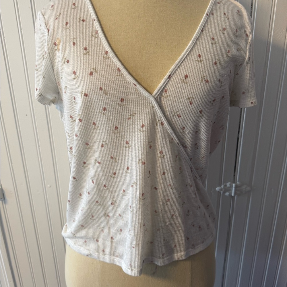 Floral V-Neck Wrap Top